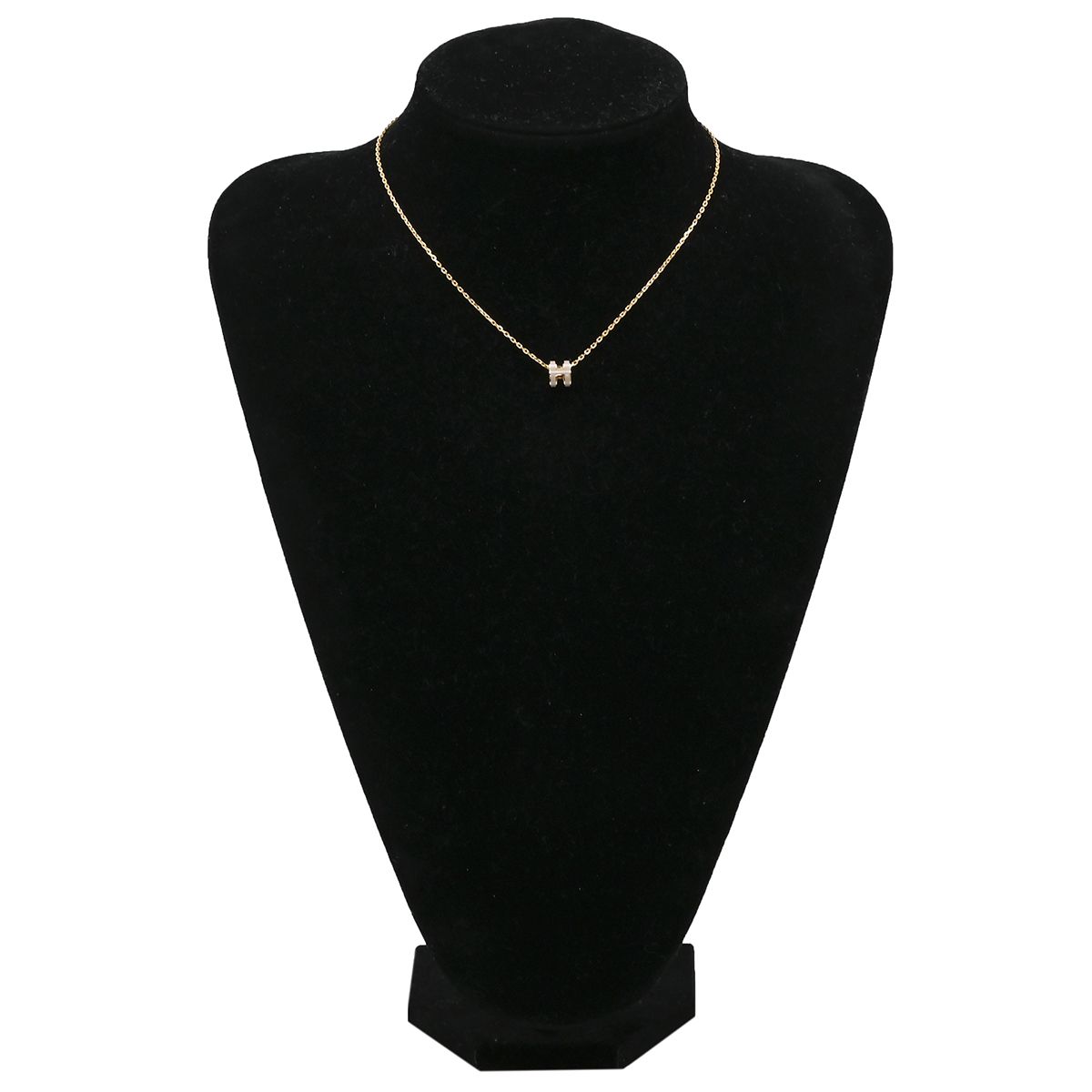 Hermes Necklace Pop H Mini Pendant Lacquer Brown Glace Gold Light H Motif — view 6