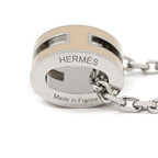 Hermes Necklace Pop H Mini Pendant Metal Lacquer Brown Glace Silver Light — view 5
