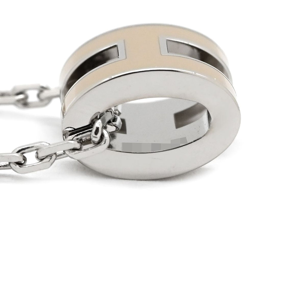 Hermes Necklace Pop H Mini Pendant Metal Lacquer Brown Glace Silver Light — view 4