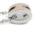 Hermes Necklace Pop H Mini Pendant Metal Lacquer Brown Glace Silver Light — view 4