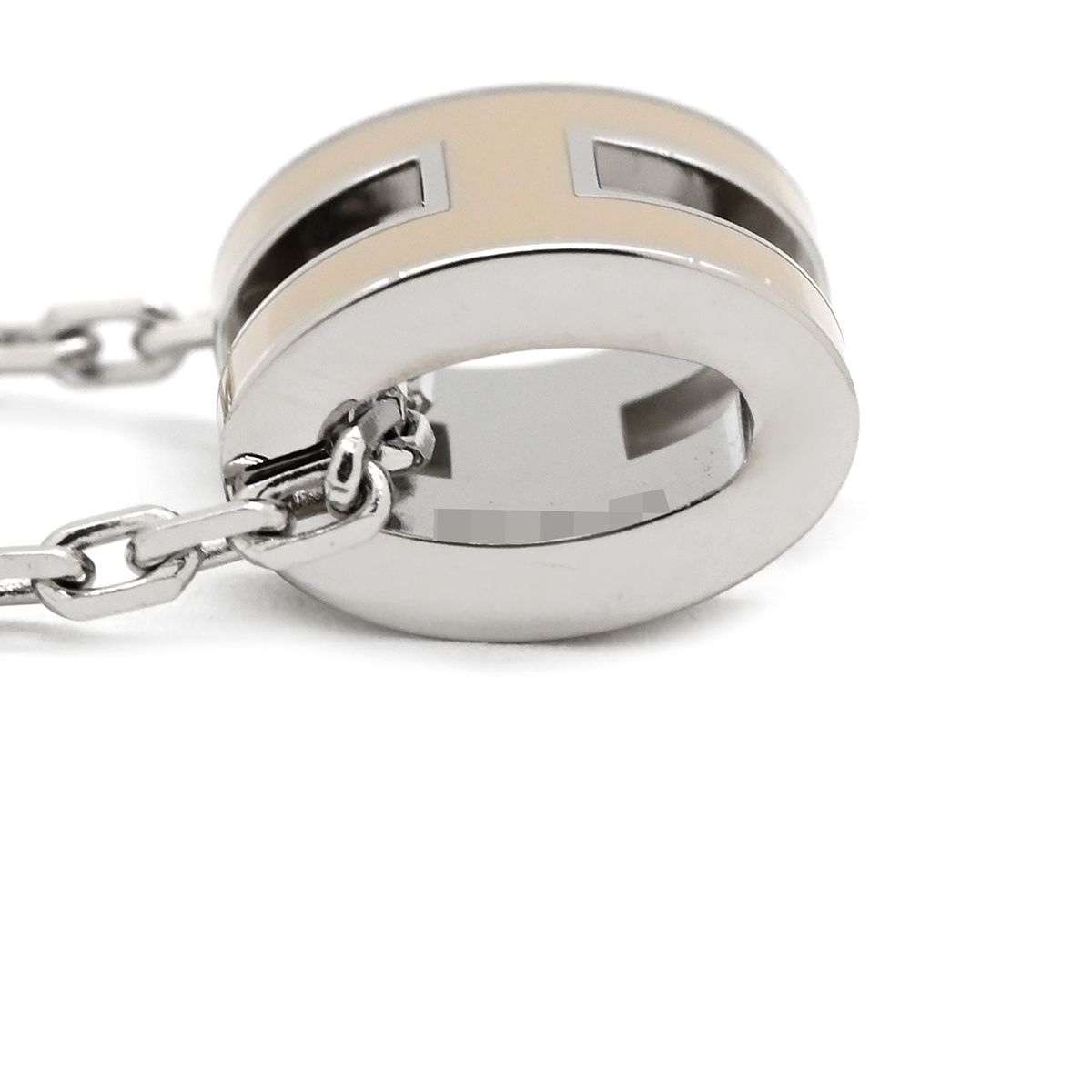 Hermes Necklace Pop H Mini Pendant Metal Lacquer Brown Glace Silver Light — view 4