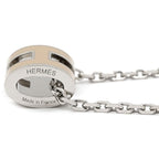 Hermes Necklace Pop H Mini Pendant Metal Lacquer Brown Glace Silver Light — view 2