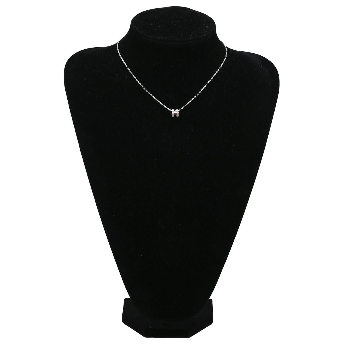 Hermes Necklace Pop H Mini Pendant Metal Lacquer Brown Glace Silver Light — view 6