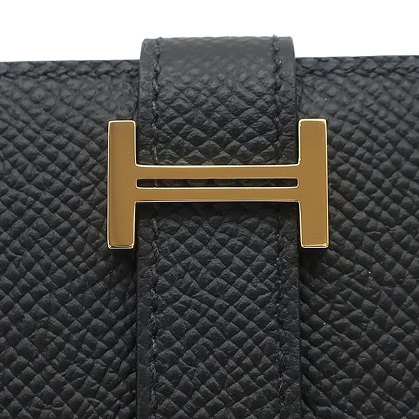 Hermes Bifold Wallet Bearn Compact Veau Epsom Black Gold — view 5