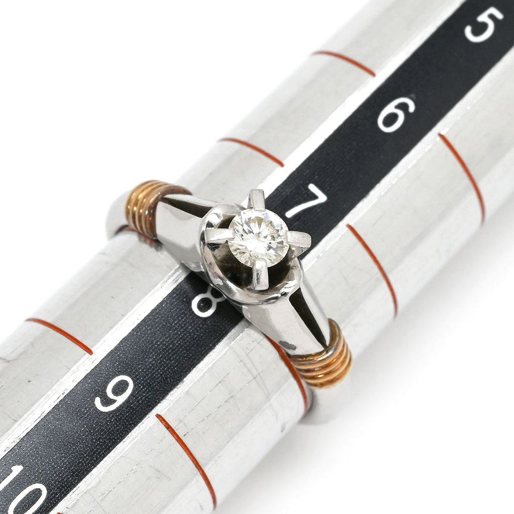 Dior Ring Diamond Platinum Silver Yellow Gold 18k Combination Single Tatezume — view 7