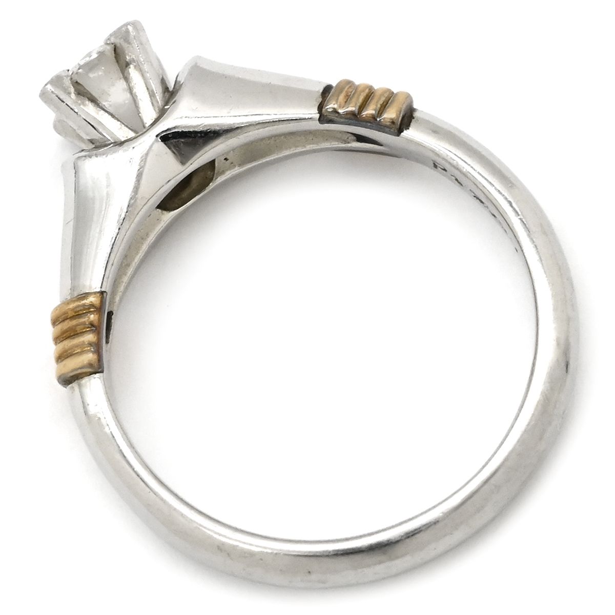 Dior Ring Diamond Platinum Silver Yellow Gold 18k Combination Single Tatezume — view 2