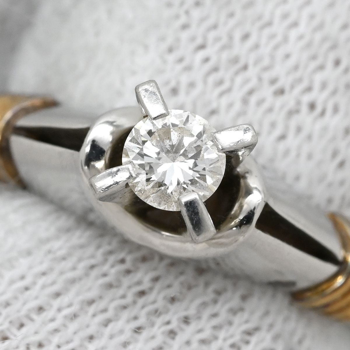 Dior Ring Diamond Platinum Silver Yellow Gold 18k Combination Single Tatezume — view 6