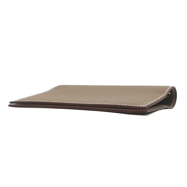 Hermes Notebook Cover Agenda GM Chevre Mysore Etoupe Silver Greige — view 3