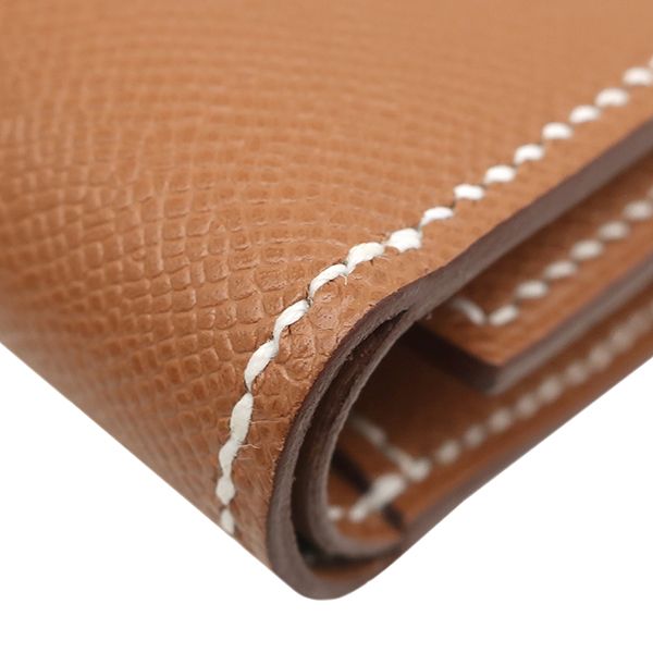 Hermes Trifold Wallet Bearn Combine Leather Veau Madame Gold Brown — view 4