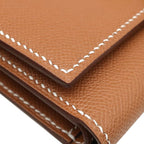 Hermes Trifold Wallet Bearn Combine Leather Veau Madame Gold Brown — view 5