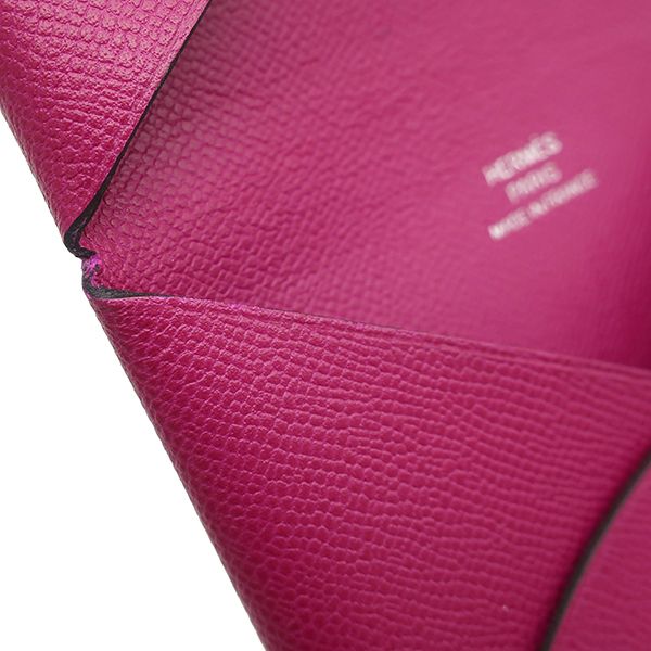 Hermes Card Case Calvi Leather Veau Madame Rose Purple Silver Business — view 8