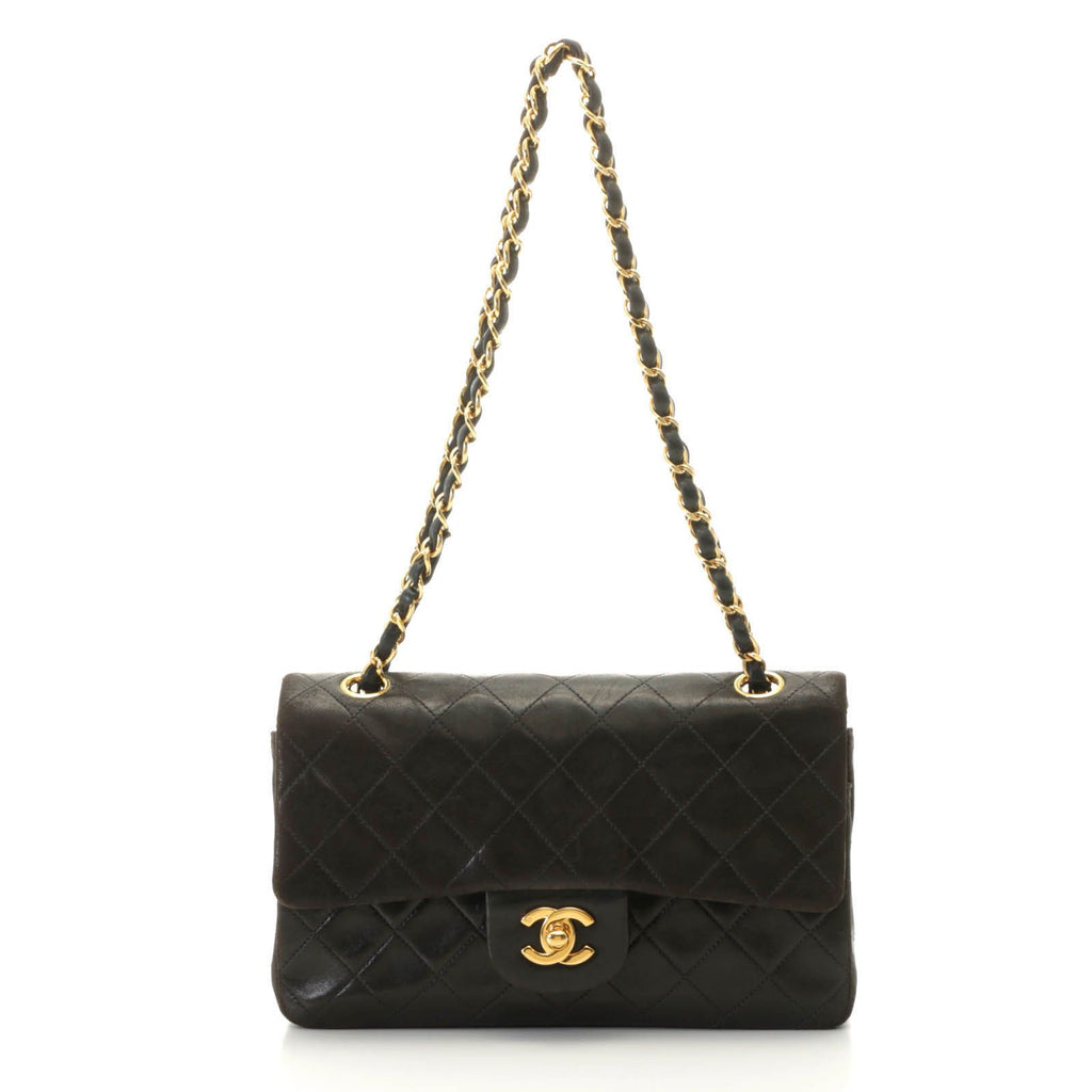 Chanel Quilted Double Flap Bag 23 Black Lambskin