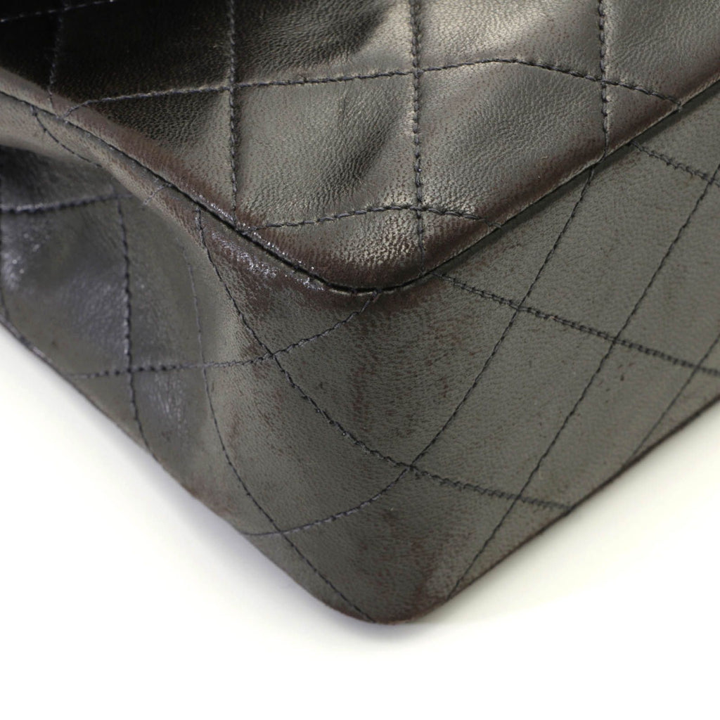 Chanel Quilted Double Flap Bag 23 Black Lambskin — view 8