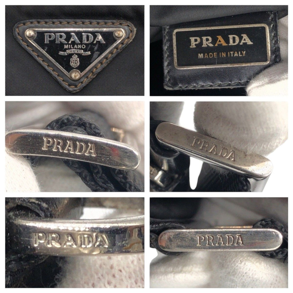 Prada Tessuto Triangle Logo Black Nylon Shoulder Bag — view 4