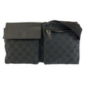 Gucci Black GG Canvas Leather Belt Bag Waist Pouch