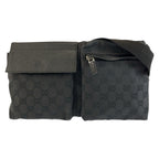 Gucci Black GG Canvas Leather Belt Bag Waist Pouch