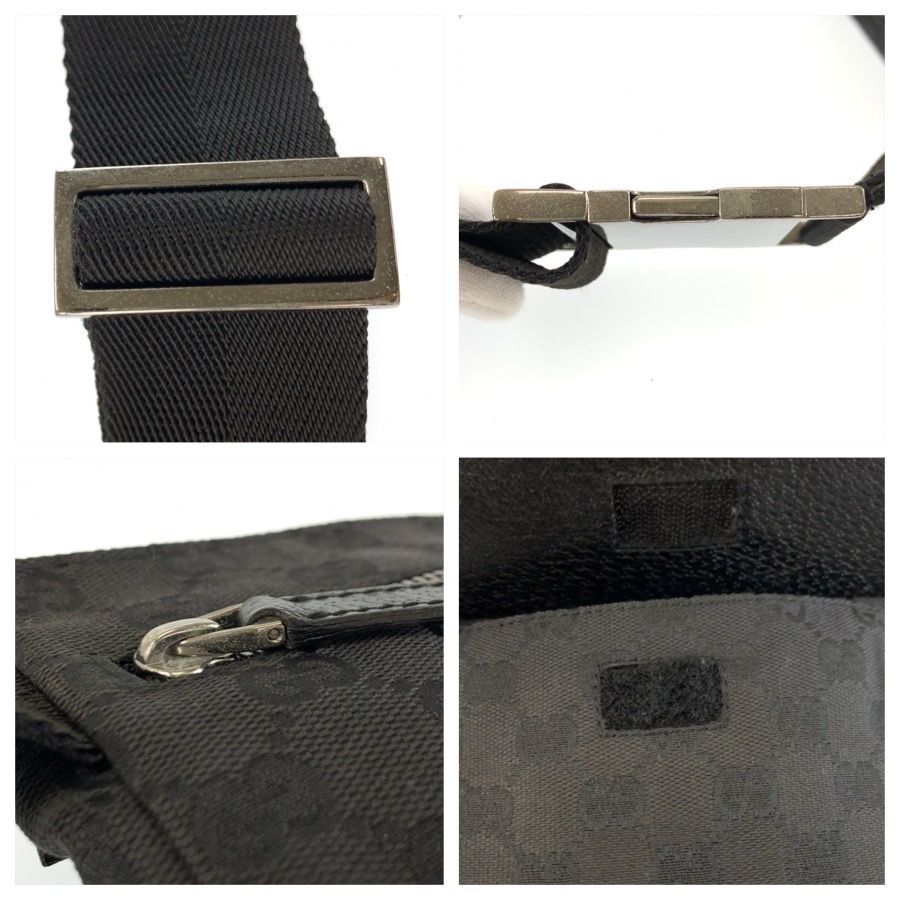 Gucci Black GG Canvas Leather Belt Bag Waist Pouch — view 5