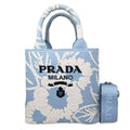 Prada Shoulder Bag Drill Canvas Jacquard Logo Embroidery Blue White Silver