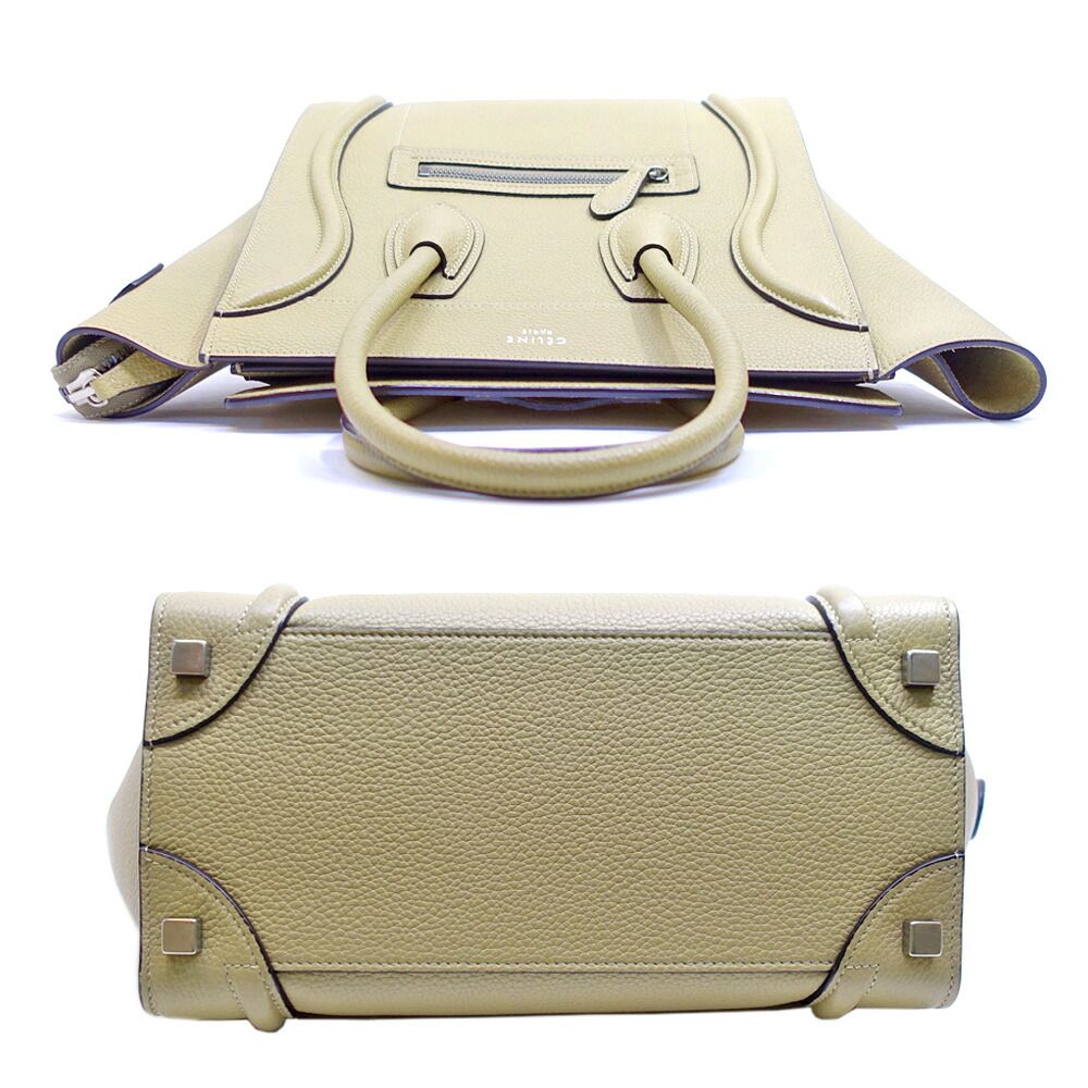 Celine Luggage Micro Dune Beige Handbag Silver — view 4
