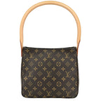 Louis Vuitton Looping MM Shoulder Bag Monogram Canvas Brown Gold