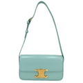 Celine Shoulder Bag Triomphe Claude Leather Light Blue Gold