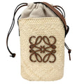 Loewe Shoulder Bag Anagram Square Pocket Basket Crossbody Raffia Beige
