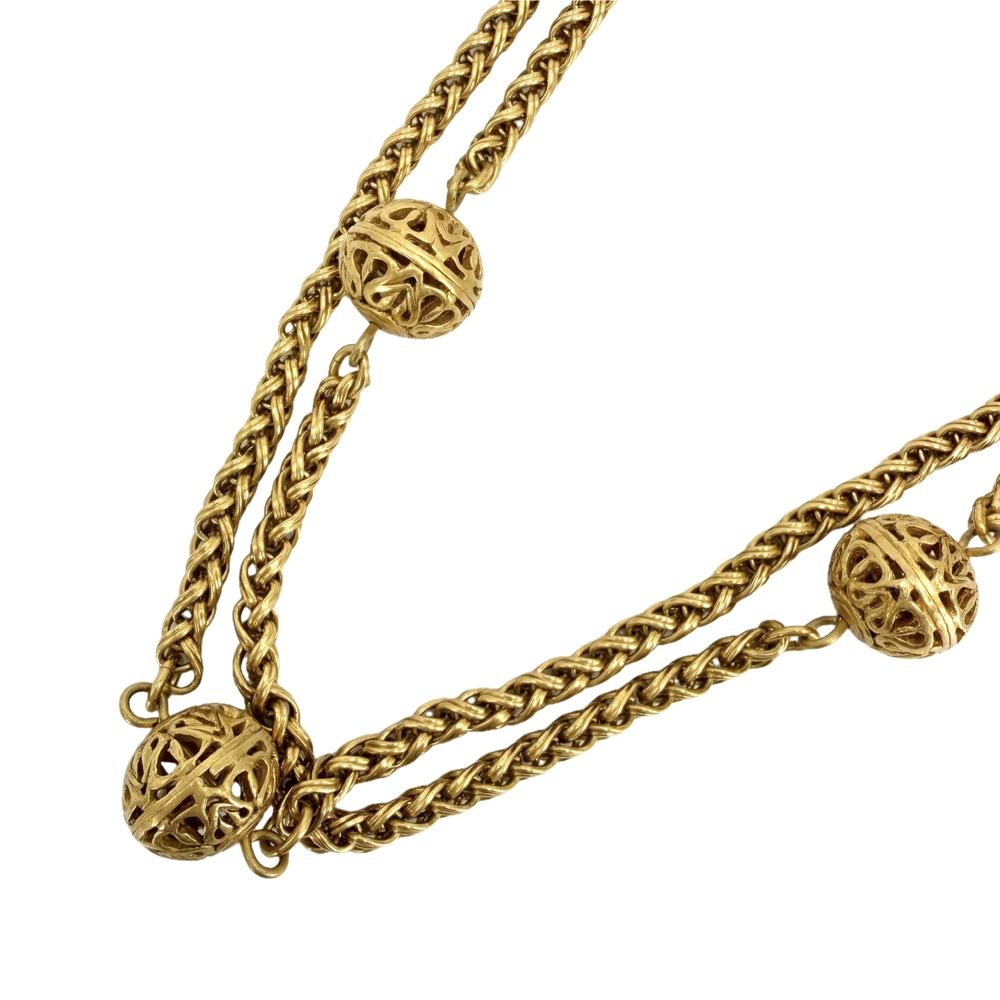 Chanel Necklace CC Logo Long Gold Plated