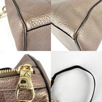 Loewe 2-Way Fusta Anagram Tote Shoulder Boston Bag Metallic Blanc Leather Brown — view 6