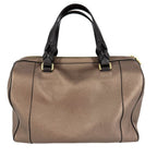 Loewe 2-Way Fusta Anagram Tote Shoulder Boston Bag Metallic Blanc Leather Brown — view 2