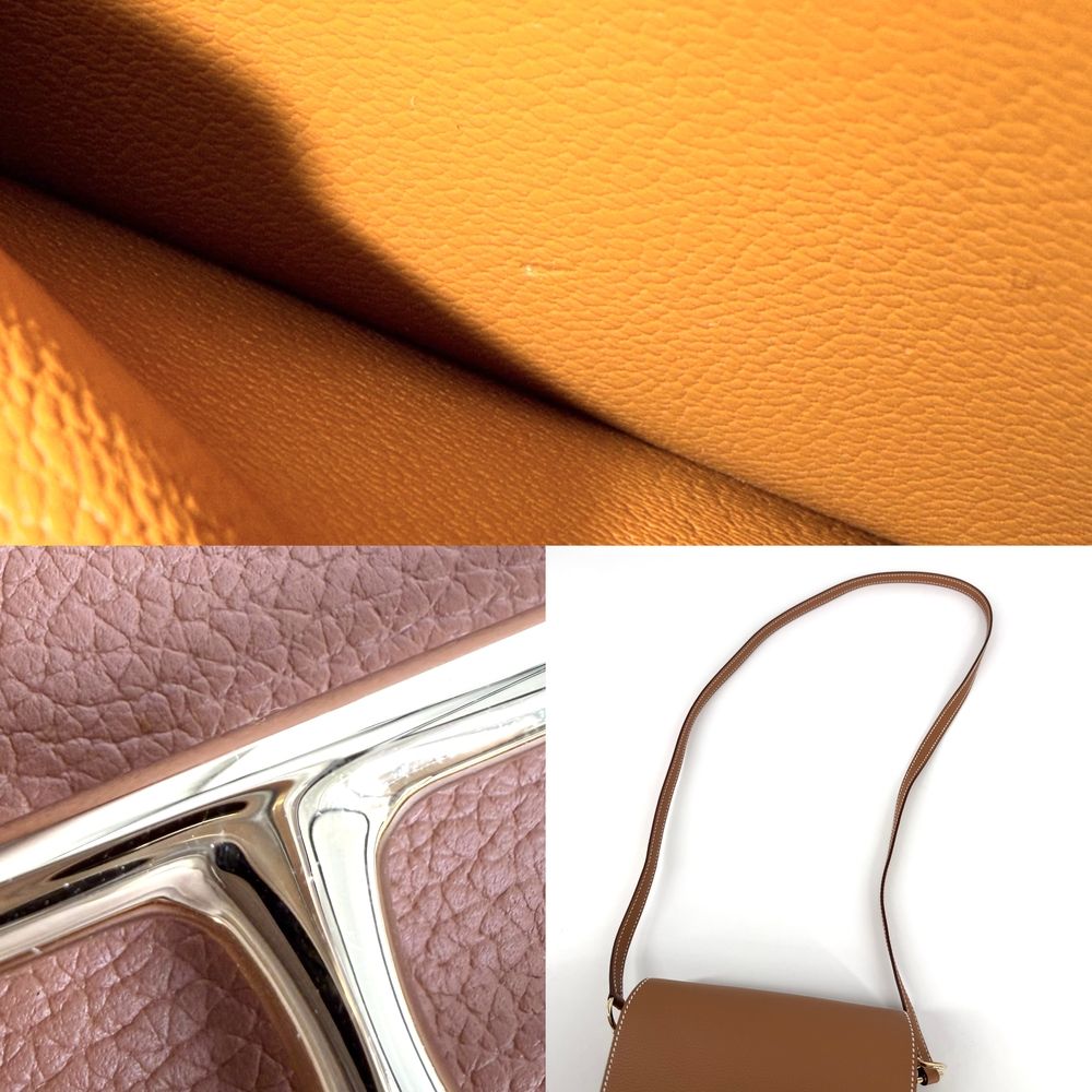 Hermes Shoulder Bag Roulis Sac Mini Crossbody Leather Brown Gold — view 6