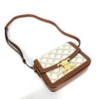 Celine Shoulder Bag Teen Triomphe Crossbody White Brown Gold — view 3