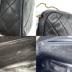 Chanel Shoulder Bag Quilted CC Logo Chain Crossbody Caviar Leather Black Gold — view 6