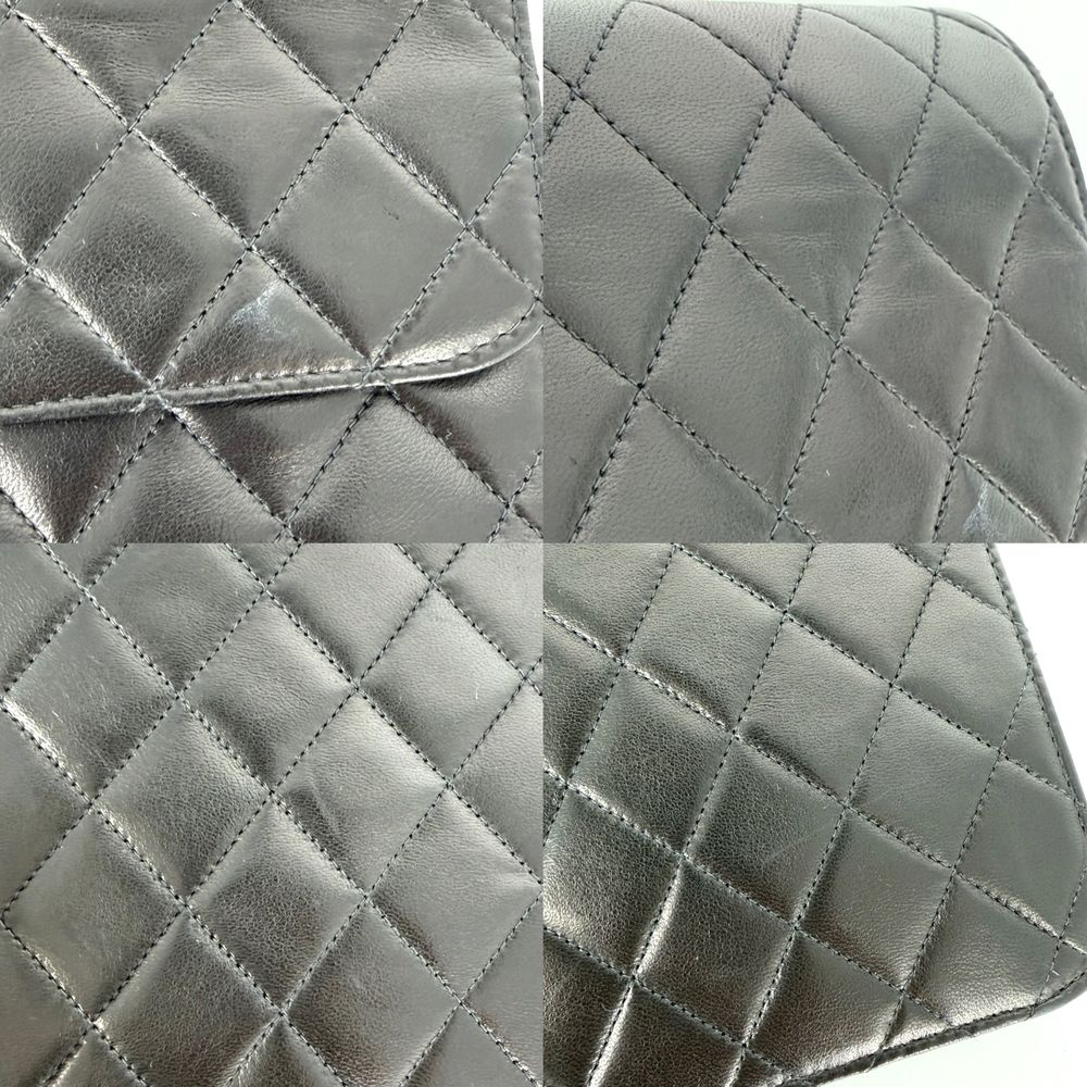 Chanel Shoulder Bag Quilted CC Logo Push Lock Crossbody Lambskin Black Gold — view 6