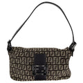 Fendi Handbag Zucchino Mini Mamma Baguette Shoulder Canvas Leather Brown Beige
