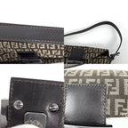 Fendi Handbag Zucchino Mini Mamma Baguette Shoulder Canvas Leather Brown Beige — view 7
