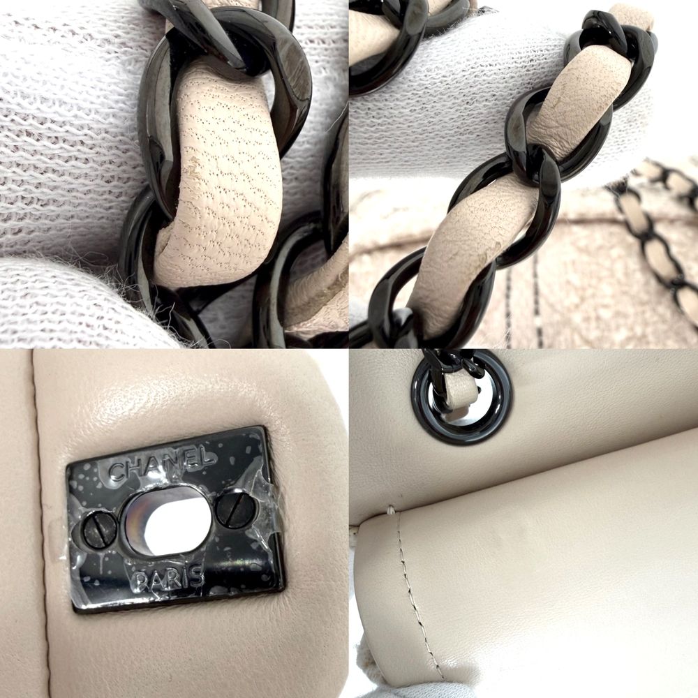Chanel Shoulder Bag Quilted 25 CC Logo Crossbody Tweed Leather Pink Beige Black — view 7