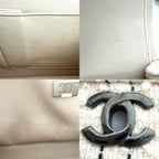 Chanel Shoulder Bag Quilted 25 CC Logo Crossbody Tweed Leather Pink Beige Black — view 6