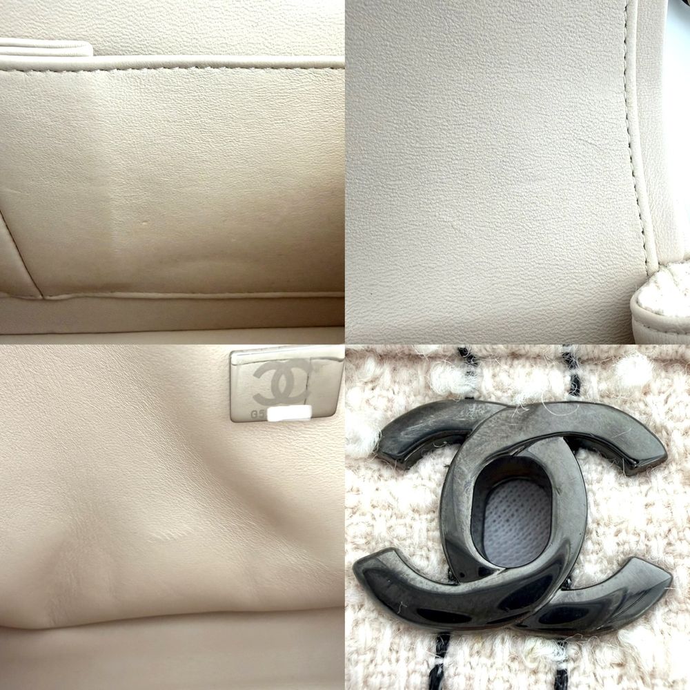 Chanel Shoulder Bag Quilted 25 CC Logo Crossbody Tweed Leather Pink Beige Black — view 6