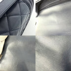 Chanel Shoulder Bag Quilted Boy Crossbody Lambskin Navy Silver — view 7