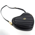 Gucci Shoulder Bag Interlocking G Heart Quilted Crossbody Leather Black Gold — view 3