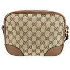Gucci Shoulder Bag Crossbody GG Canvas Leather Beige Brown Gold — view 2