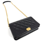 Chanel Chain Wallet Quilted Boy CC Logo Shoulder Bag Crossbody Boy Caviar — view 3