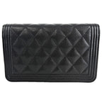 Chanel Chain Wallet Quilted Boy CC Logo Shoulder Bag Crossbody Boy Caviar — view 2
