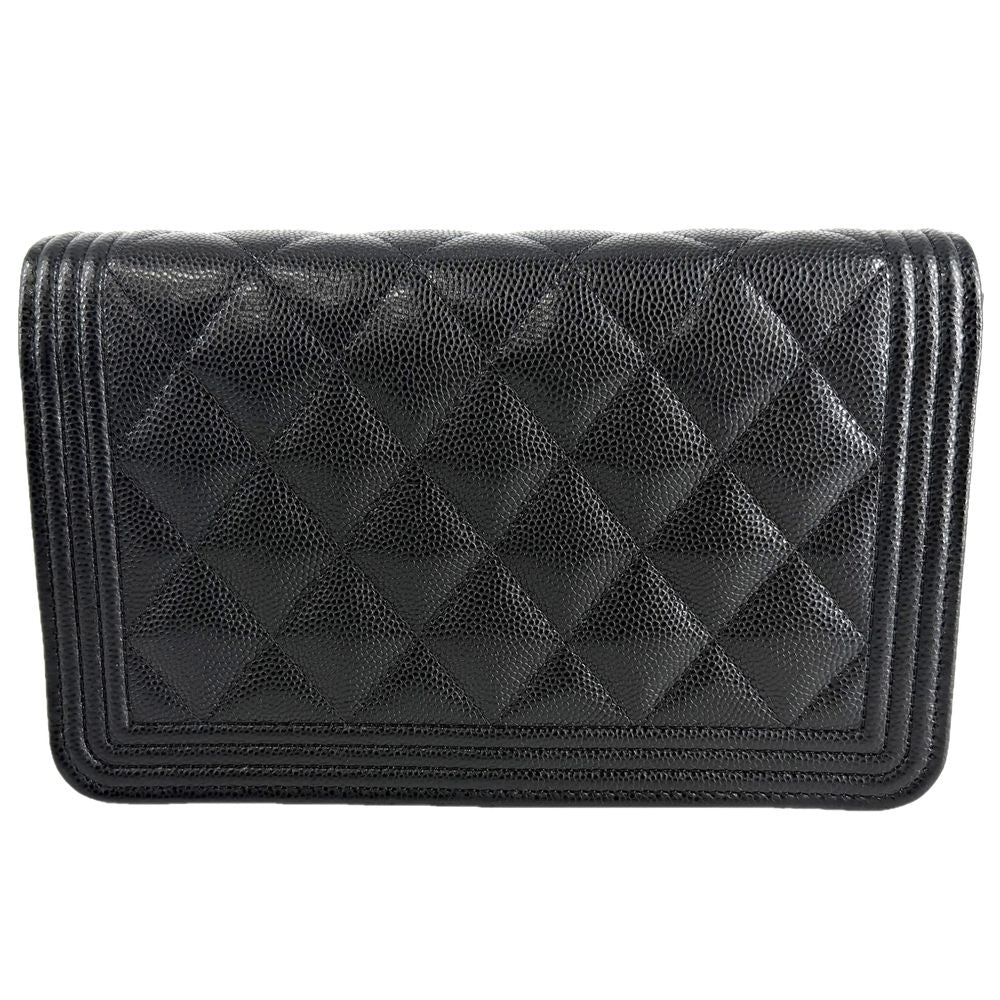 Chanel Chain Wallet Quilted Boy CC Logo Shoulder Bag Crossbody Boy Caviar — view 2