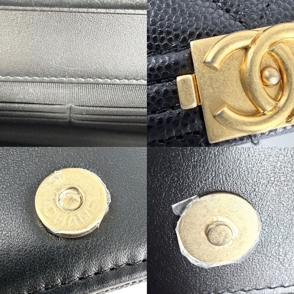 Chanel Chain Wallet Quilted Boy CC Logo Shoulder Bag Crossbody Boy Caviar — view 6
