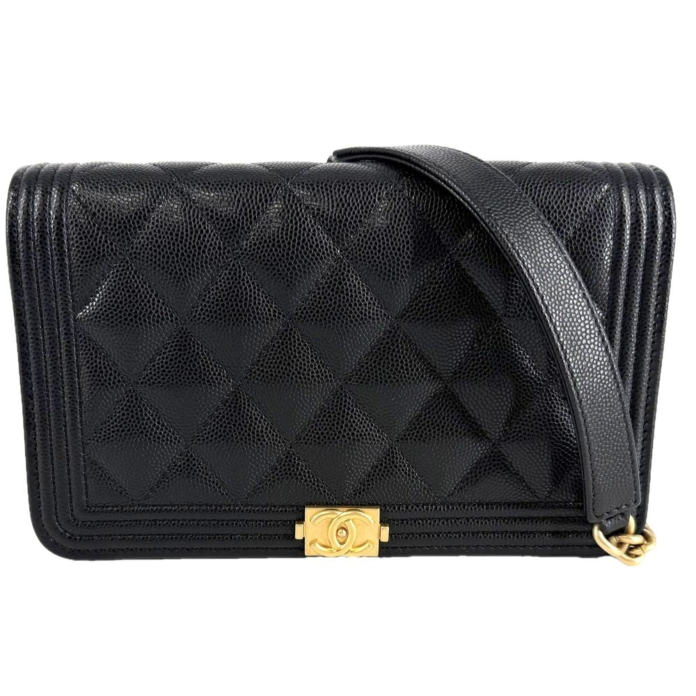 Chanel Chain Wallet Quilted Boy CC Logo Shoulder Bag Crossbody Boy Caviar