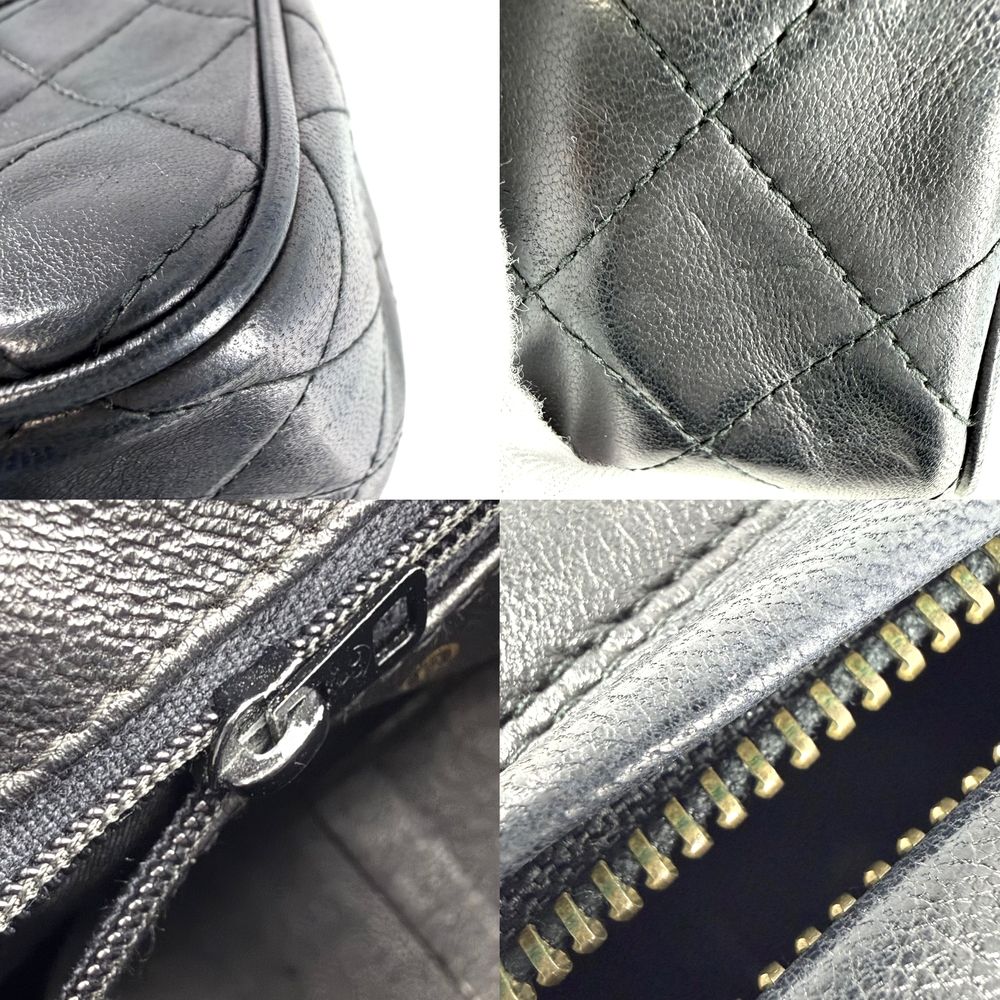 Chanel Shoulder Bag Fringe Quilted Chain CC Logo Crossbody Lambskin Black Gold — view 7