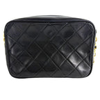 Chanel Shoulder Bag Fringe Quilted Chain CC Logo Crossbody Lambskin Black Gold — view 2