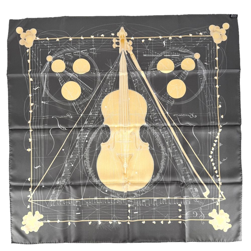 Hermes Scarf Carre 90 Music Played by Spheres Items la Musique Des Silk Dark — view 2