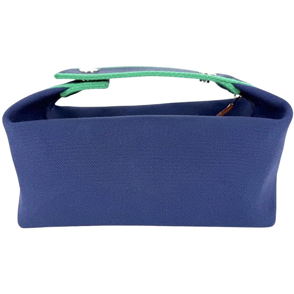 Hermes Handbag Brid-a-brac PM Pouch Cotton Navy Green Silver — view 2